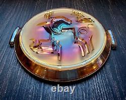 CARNIVAL GLASS PLATE EDVIN by ELME OF SWEDEN MARIGOLD AMBER IRIDESCENT EUROPEAN