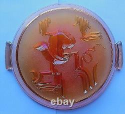 CARNIVAL GLASS PLATE EDVIN by ELME OF SWEDEN MARIGOLD AMBER IRIDESCENT EUROPEAN