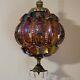 CARNIVAL Vintage Iridescent Glass Hanging Amber Light Swag Lamp Retro MCM