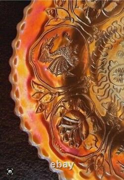 Carnival Fenton Dragon & Lotus Peach Opal Plate! Super Color! Tough Plate