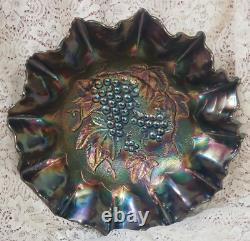 Carnival Glass Bowl Amethyst 10 1/2 Iridescent Imperial Fenton Dugan Unknown