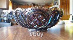 Carnival Glass Bowl Iridescent Purple And Blue