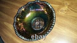 Carnival Glass Bowl Iridescent Purple And Blue