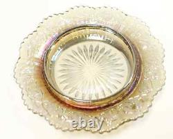 Carnival Glass Cheese Lided Plate Dish with Cover Iridescent