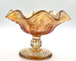 Carnival Glass Compote Iridescent Marigold 1940