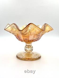Carnival Glass Compote Iridescent Marigold 1940
