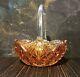 Carnival Glass Eda In Two Sixteen Pattern Handled Basket Pretty Rare Item Mint