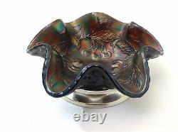 Carnival Glass Fenton USA Cup Glass Iridescent Mount Silver