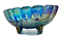 Carnival Glass Fruit Bowl Centerpiece Iridescent Glaze. Indiana Glass U. S. A