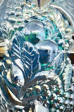 Carnival Glass Fruit Bowl Centerpiece Iridescent Glaze. Indiana Glass U. S. A