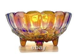 Carnival Glass Fruit Bowl Marigold/Purple Iridescent Indiana Glass. U. S. A