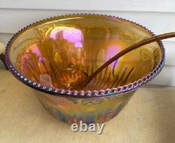 Carnival Glass Iridescent Gold 26 Pcs. Princess Punch Set 7 Quart Bowl