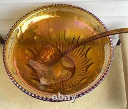 Carnival Glass Iridescent Gold 26 Pcs. Princess Punch Set 7 Quart Bowl