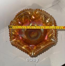 Carnival Glass Marigold Imperial Punch Bowl and Base Hobster and Arches Ruffled