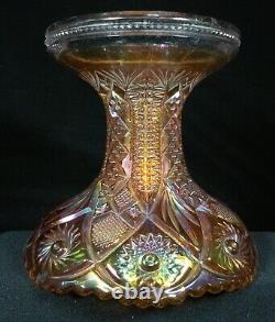 Carnival Glass Marigold Twins Punch Bowl + Base Vintage Imperial Bright Beauty