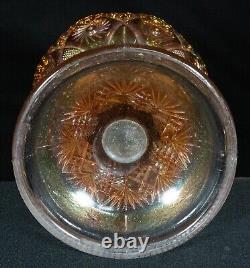 Carnival Glass Marigold Twins Punch Bowl + Base Vintage Imperial Bright Beauty