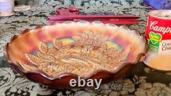 Carnival Glass Millersburg 1900's Iridescent & Purple Gold Gilt Peacock & Urn