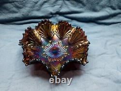 Carnival Glass Purple Antique Imperial Glass Shell And Sand Bowl Iridescent