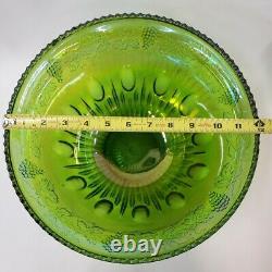 Carnival Punch Bowl Iridescent Set 12 Mugs Cups Princess Green Indiana Glass