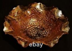 Carnival glass BOWL, BERRY SET, marigold, Imperial, Grape, 7 pc, 11