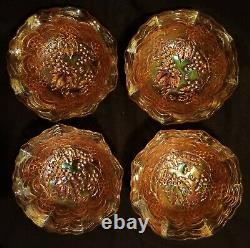Carnival glass BOWL, BERRY SET, marigold, Imperial, Grape, 7 pc, 11