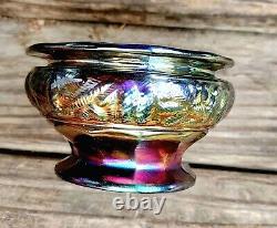 Carnival glass riihimaki in fir cones sugar bowl cuspidor spittoon blue c. 1927