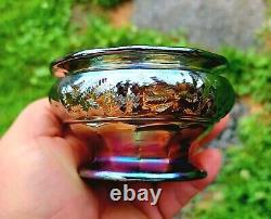 Carnival glass riihimaki in fir cones sugar bowl cuspidor spittoon blue c. 1927