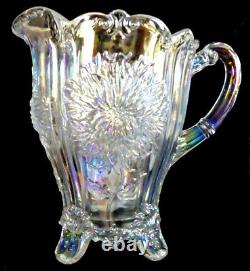Collectible Mosser Dahlia Iridescent Carnival Glass Water Pitcher Made in USA