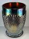 DUGAN BEADED SHELL STIPPLED AMYTHYST CARNIVAL GLASS TUMBLER Circa 1905 GORGEOUS