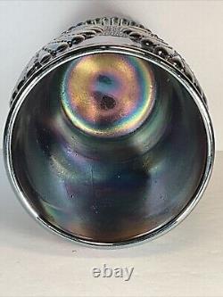 DUGAN BEADED SHELL STIPPLED AMYTHYST CARNIVAL GLASS TUMBLER Circa 1905 GORGEOUS