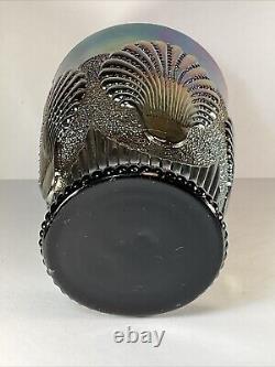 DUGAN BEADED SHELL STIPPLED AMYTHYST CARNIVAL GLASS TUMBLER Circa 1905 GORGEOUS