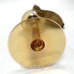 DeVilbiss Iridescent Carnival Glass Perfume Atomizer Signed Brass 6 3/8 Vintage