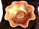 Dragon & Lotus Peach Opalescent 8 1/2 8 Ruffle Bowl Rare Carnival By Fenton