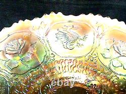 Dragon & Lotus Peach Opalescent 8 1/2 8 Ruffle Bowl Rare Carnival By Fenton