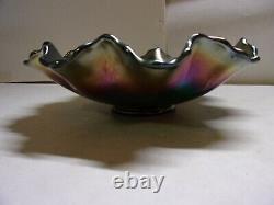 Dugan, Amethyst, 10 Ruffled, Windflower Carnival Glass Bowl