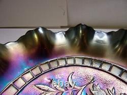 Dugan, Amethyst, 10 Ruffled, Windflower Carnival Glass Bowl