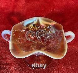 Dugan Carnival Glass Peach Opal Bon Bon Question Marks Wow Prettiest