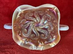 Dugan Carnival Glass Peach Opal Bon Bon Question Marks Wow Prettiest