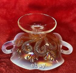 Dugan Carnival Glass Peach Opal Bon Bon Question Marks Wow Prettiest