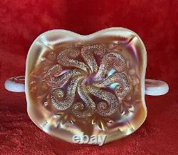 Dugan Carnival Glass Peach Opal Bon Bon Question Marks Wow Prettiest