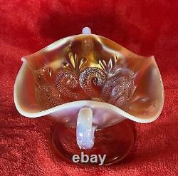 Dugan Carnival Glass Peach Opal Bon Bon Question Marks Wow Prettiest