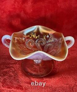 Dugan Carnival Glass Peach Opal Bon Bon Question Marks Wow Prettiest