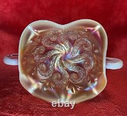 Dugan Carnival Glass Peach Opal Bon Bon Question Marks Wow Prettiest