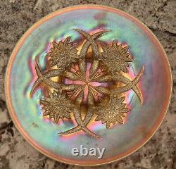 Dugan Carnival Glass Peach Opalescent Four Flowers 10.75chop Plate