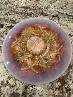 Dugan Carnival Glass Peach Opalescent Four Flowers 10.75chop Plate