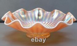 Dugan Opalescent Peach Carnival Glass Vintage Bowl Trio