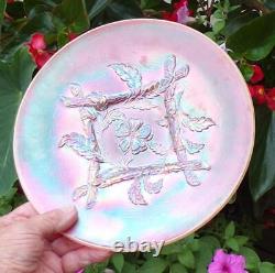 Dugan Peach Opalescent Carnival Glass Apple Blossom Twigs Plate