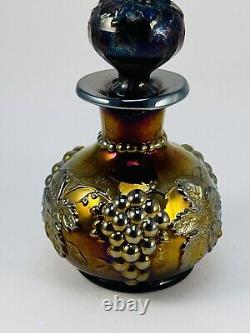 Dugan Purple Iridescent Decanter/Perfume withTopper Bottle Carnival Glass Grape