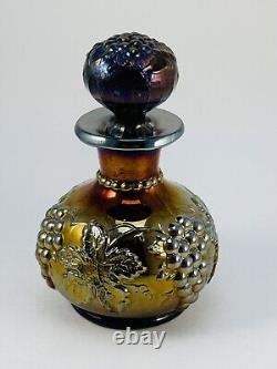 Dugan Purple Iridescent Decanter/Perfume withTopper Bottle Carnival Glass Grape