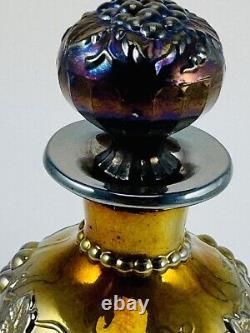 Dugan Purple Iridescent Decanter/Perfume withTopper Bottle Carnival Glass Grape